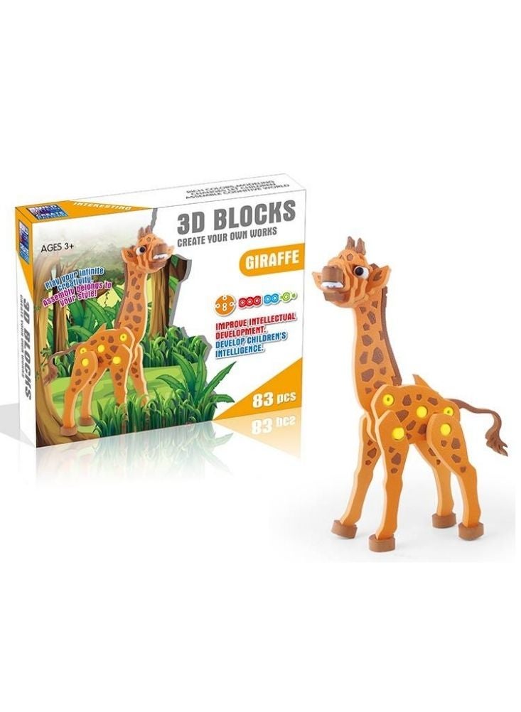 Premium 3D Giraffe Building Blocks Toy Set with 83 Pieces for Kids - Image 1